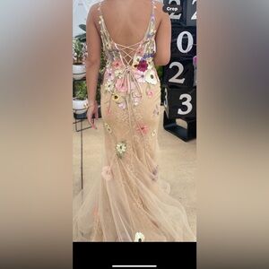 Beige prom dress worn once size 0